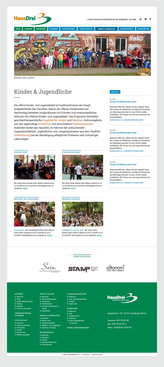 Bereich mit Angeboten für Kinder und Jugendliche