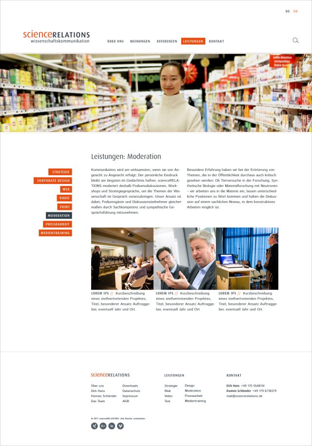 scienceRELATIONS - Seite im Bereich Leistungen